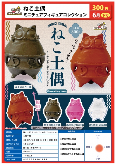 6月発売】ねこ土偶ミニチュアフィギュアコレクション 40個入り (300円