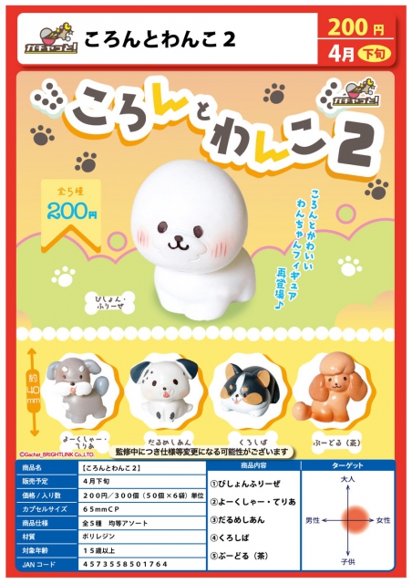 4月発売】ころんとわんこ2 50個入り (200円カプセル)【二次予約